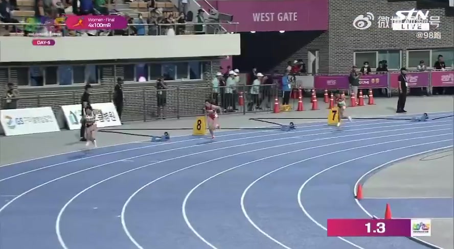 亚洲锦标赛中的女子4x100m接力赛：中国队在43秒内轻松赢得冠军28！陈Yujie两个小时两个金